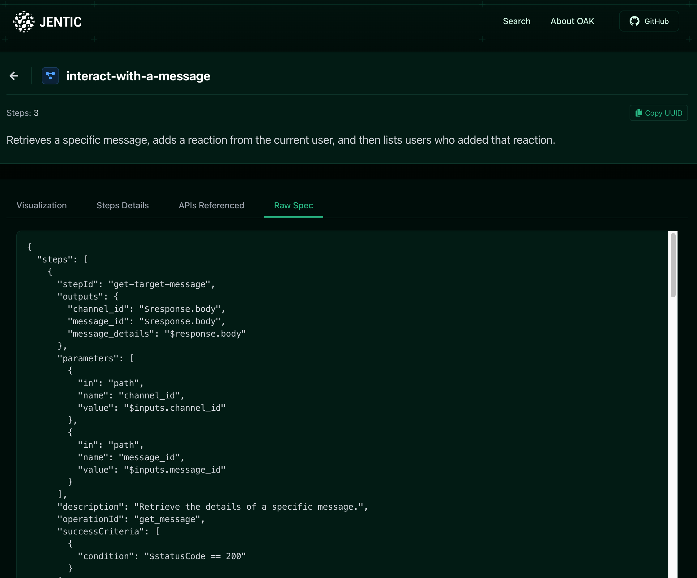 Workflow detail view