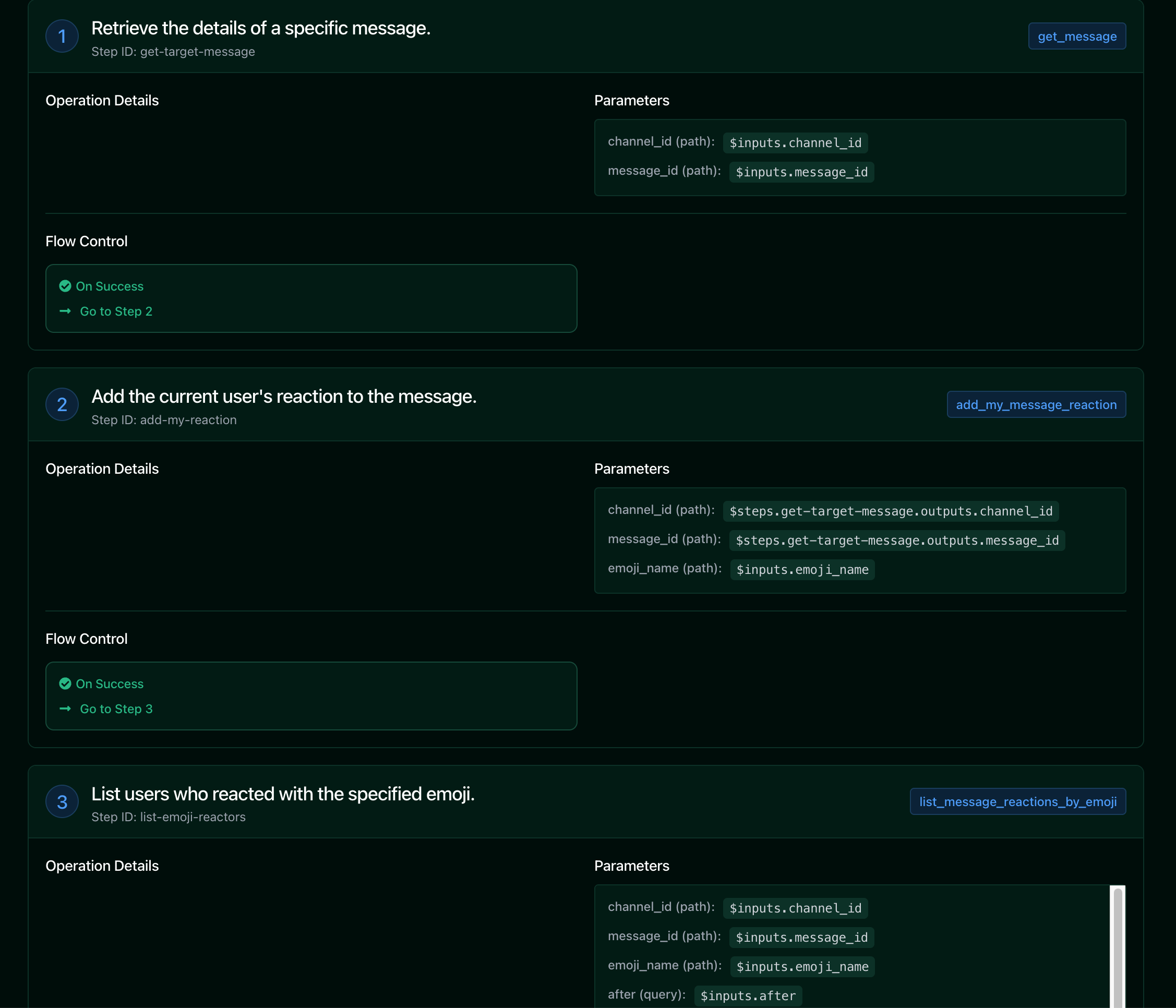 Workflow detail view